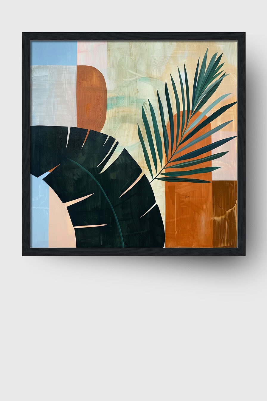 Digitale Kunst Poster Palmblatt abstrakt grün orange