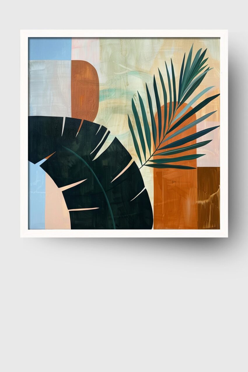 Digitale Kunst Poster Palmblatt abstrakt grün orange