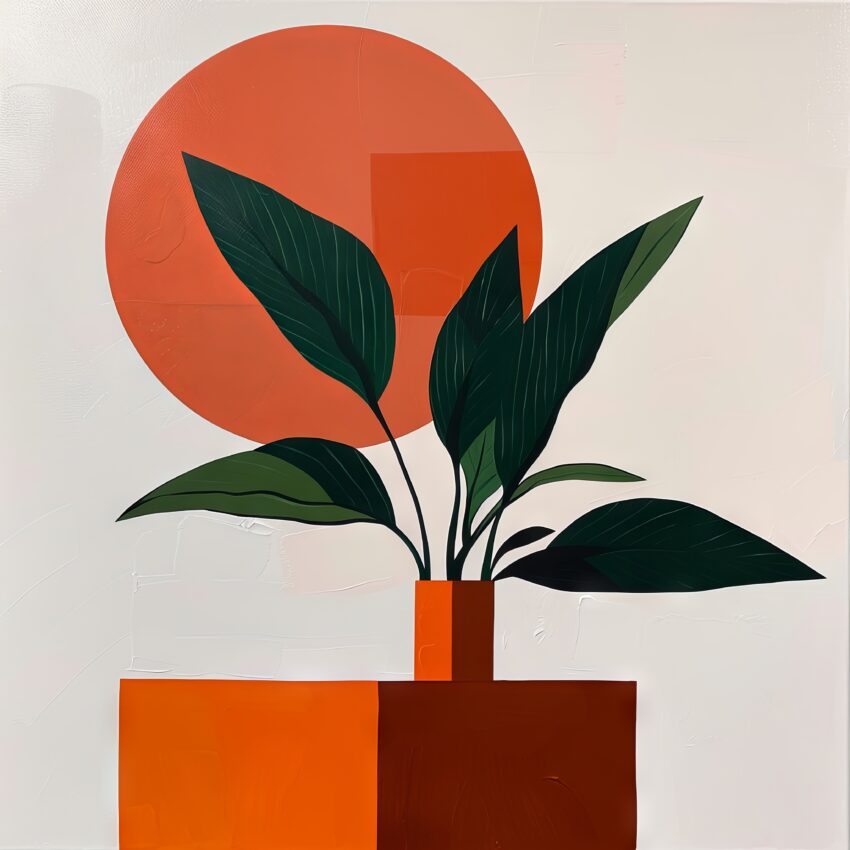 Grafik Poster Pflanze grün orange minimalistisch