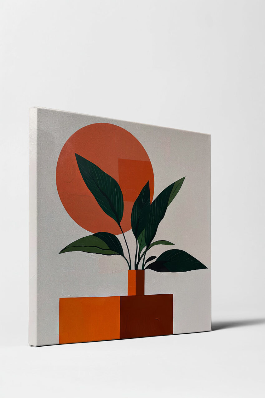 Grafik Poster Pflanze grün orange minimalistisch