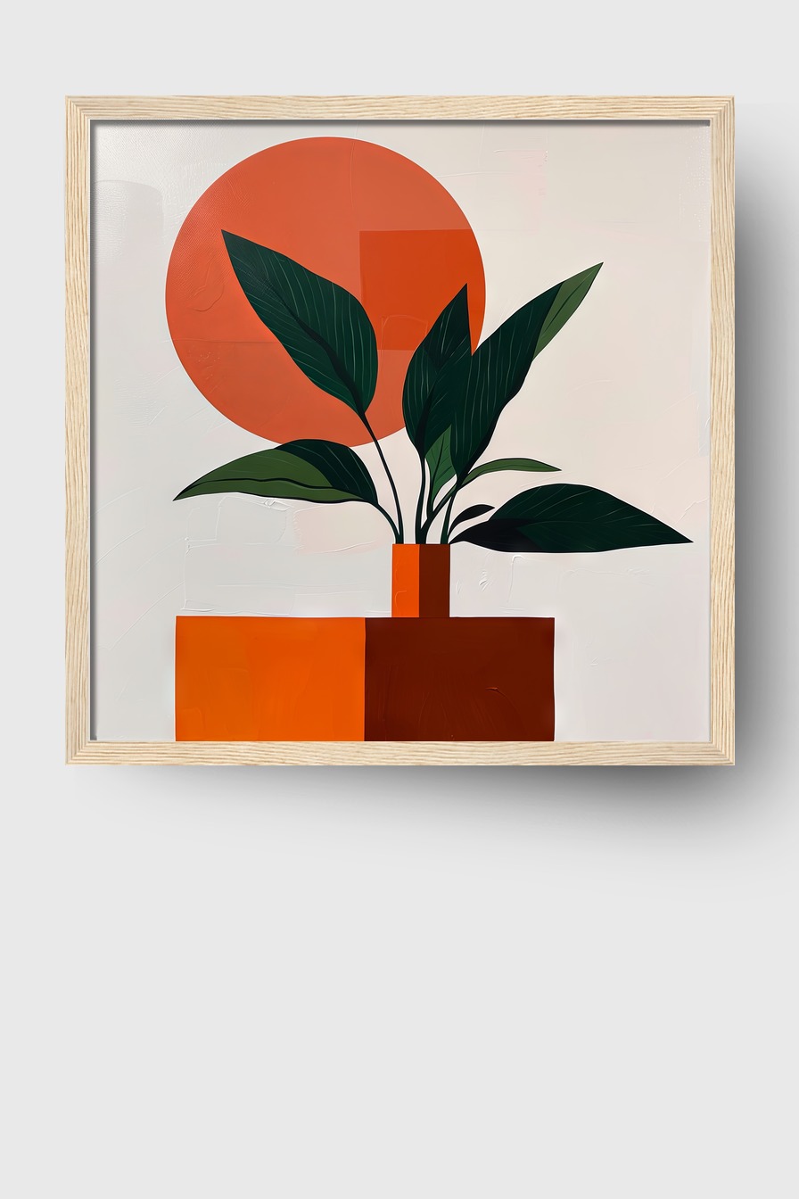 Grafik Poster Pflanze grün orange minimalistisch