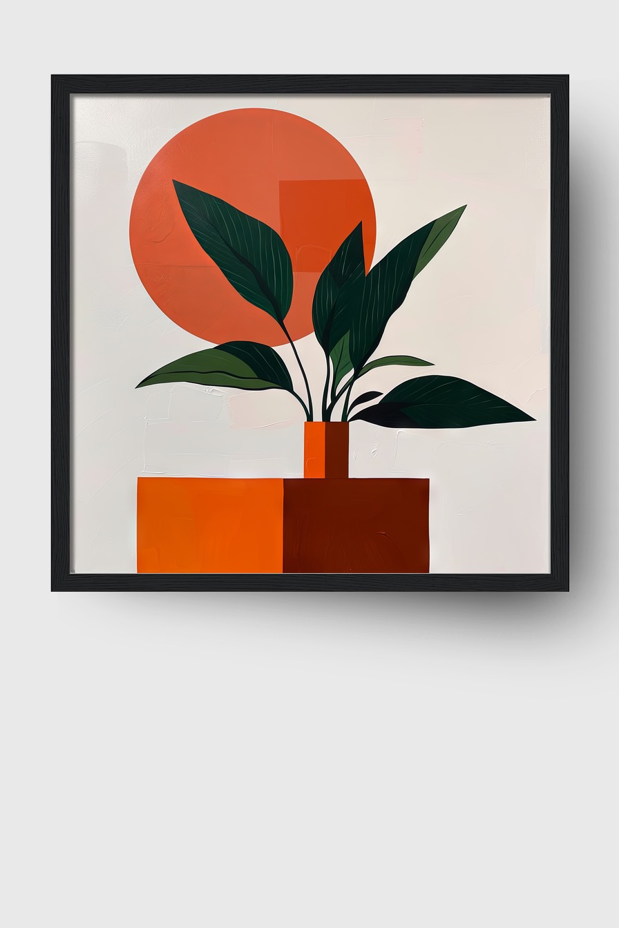 Grafik Poster Pflanze grün orange minimalistisch