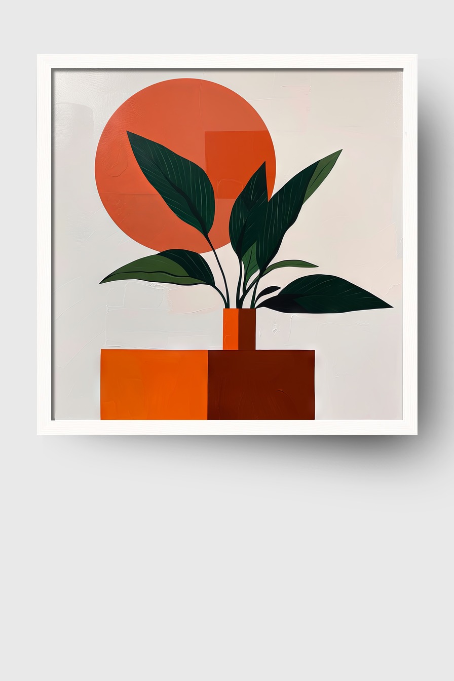 Grafik Poster Pflanze grün orange minimalistisch