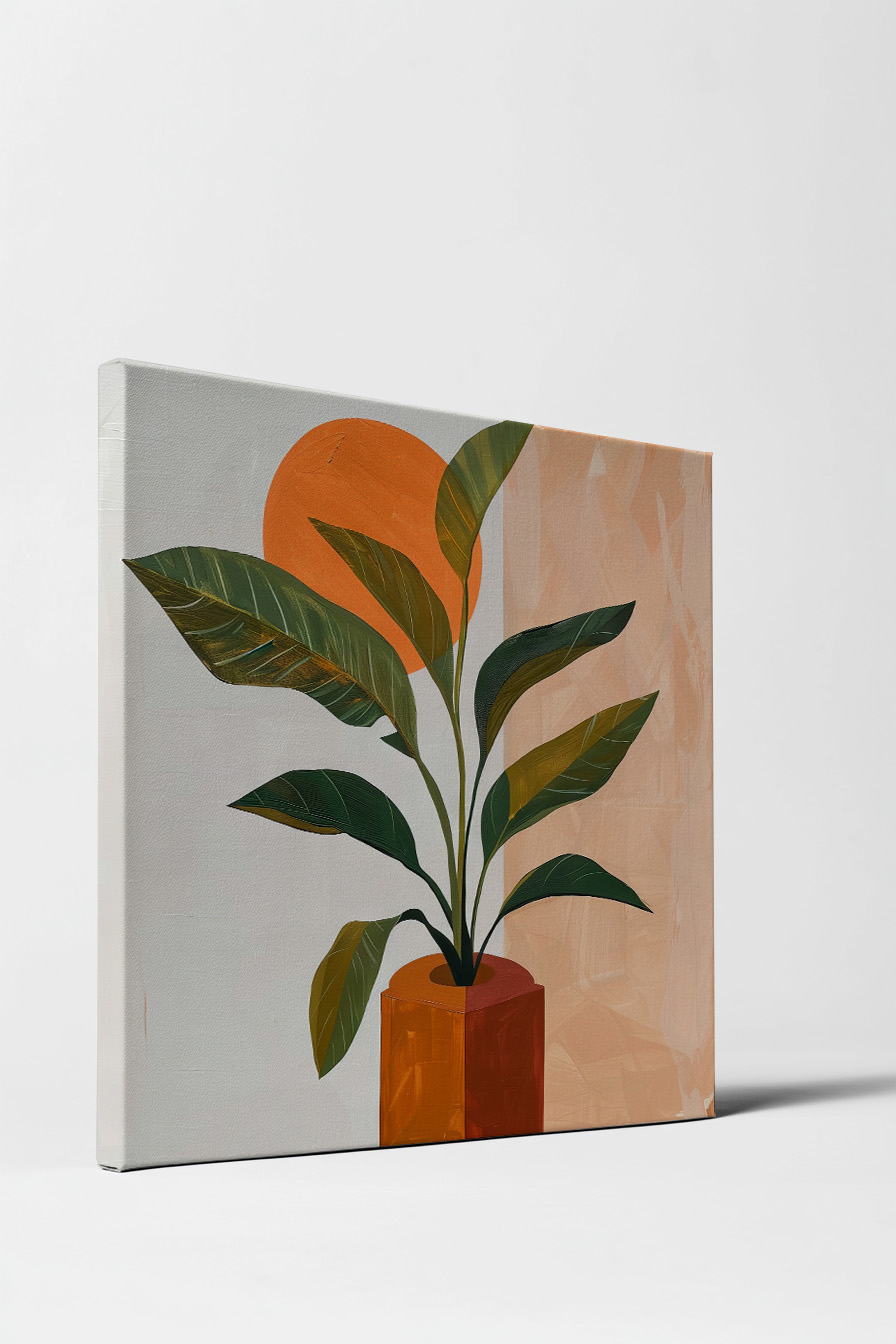 Illustration Poster Pflanze Blätter orange grün minimalistisch