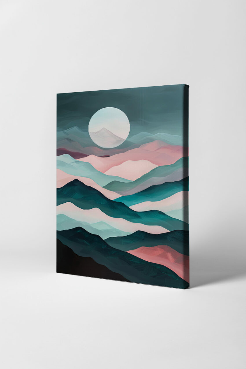 Digitale Kunst Poster Berge Mond pastellfarben sanft