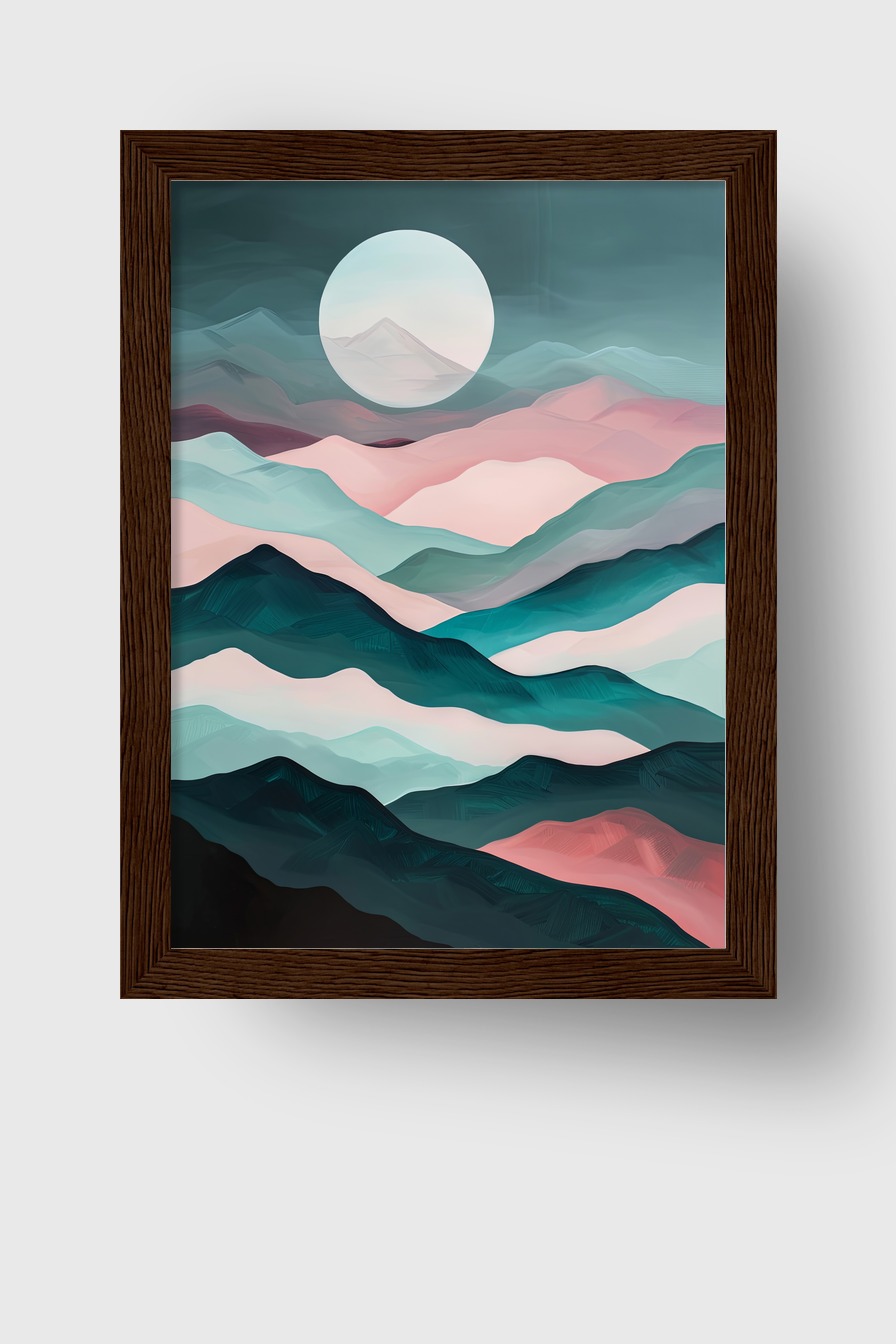 Digitale Kunst Poster Berge Mond pastellfarben sanft