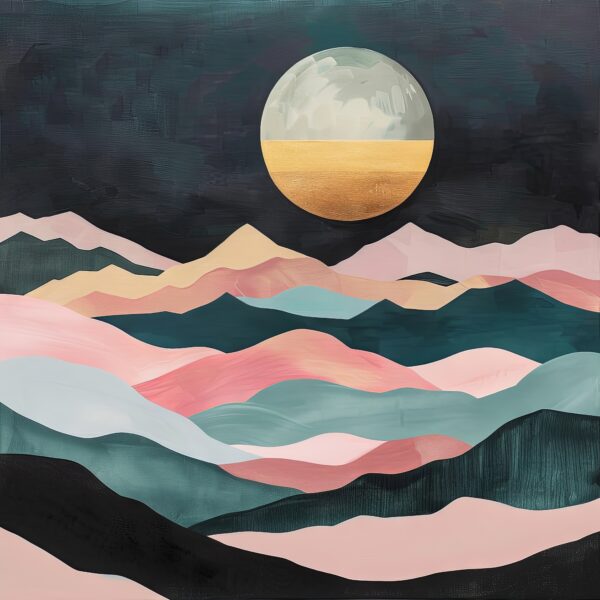 Mond Gold Halb Leinwandbild