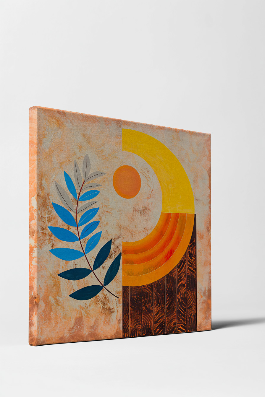 Illustration Poster Zweig Sonne Blau Orange Gelb