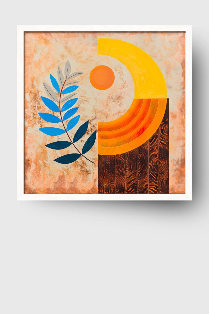 Illustration Poster Zweig Sonne Blau Orange Gelb
