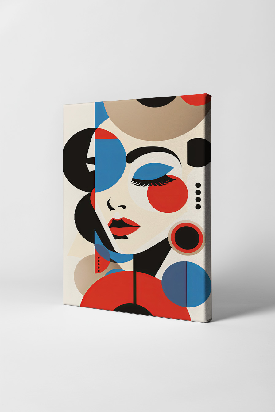 Grafik Poster Frau abstrakt rot blau schwarz