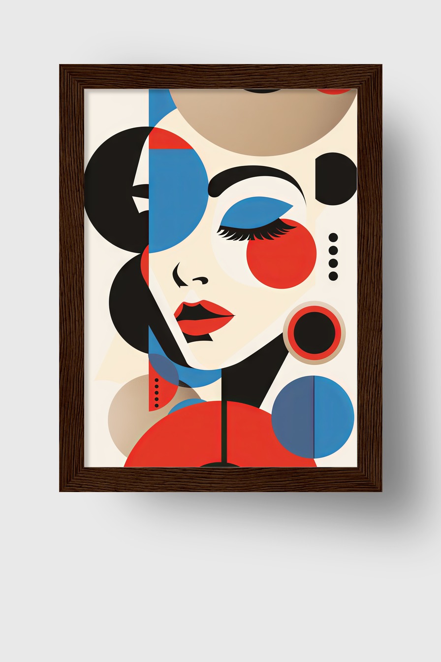 Grafik Poster Frau abstrakt rot blau schwarz