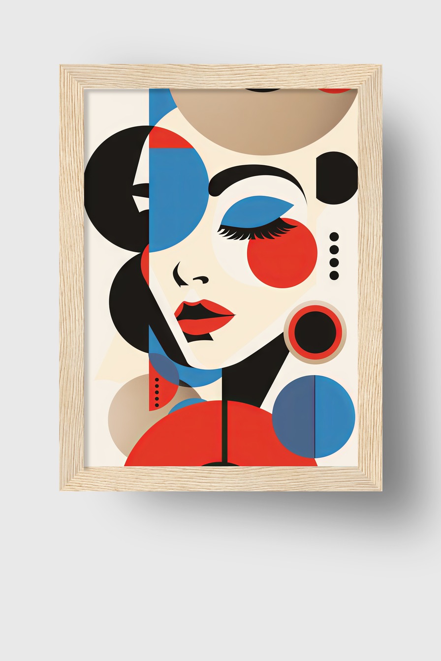 Grafik Poster Frau abstrakt rot blau schwarz