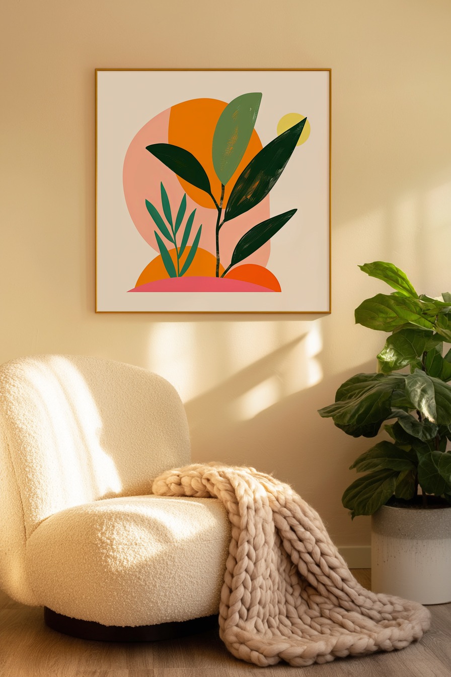 Digitale Kunst Poster Pflanze abstrakt grün orange