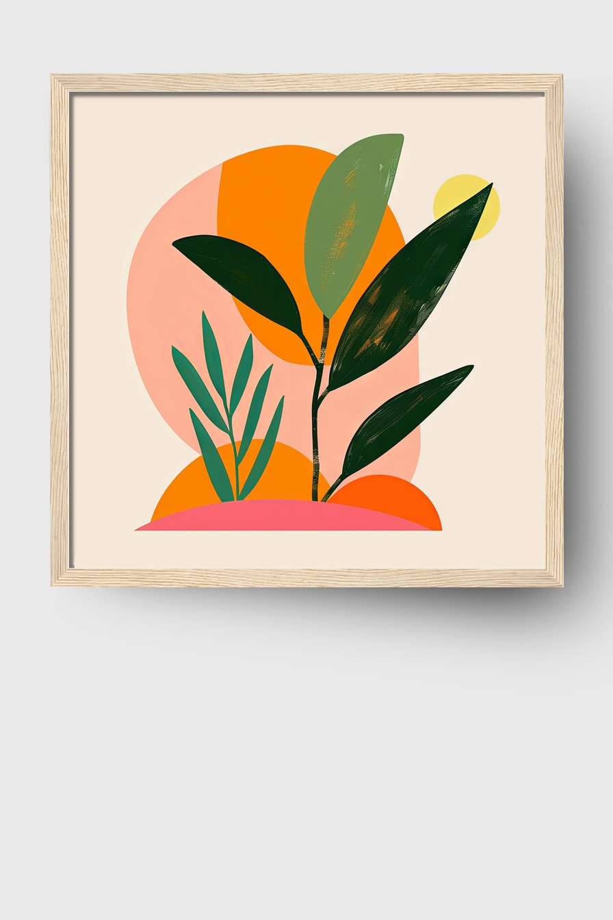 Digitale Kunst Poster Pflanze abstrakt grün orange