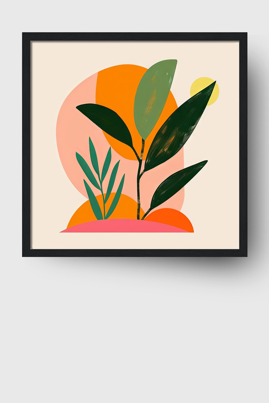 Digitale Kunst Poster Pflanze abstrakt grün orange