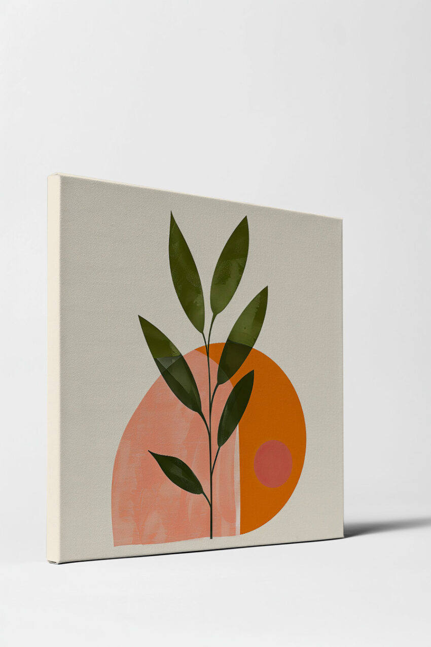 Digitale Kunst Poster Blattzweig grün orange geometrisch
