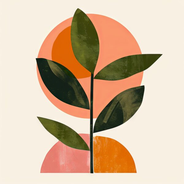 Blattzweig Orange Halbkreis Poster