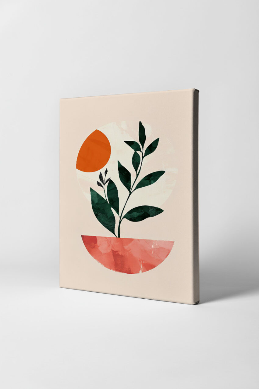 Illustration Poster Pflanze Sonne grün orange minimalistisch