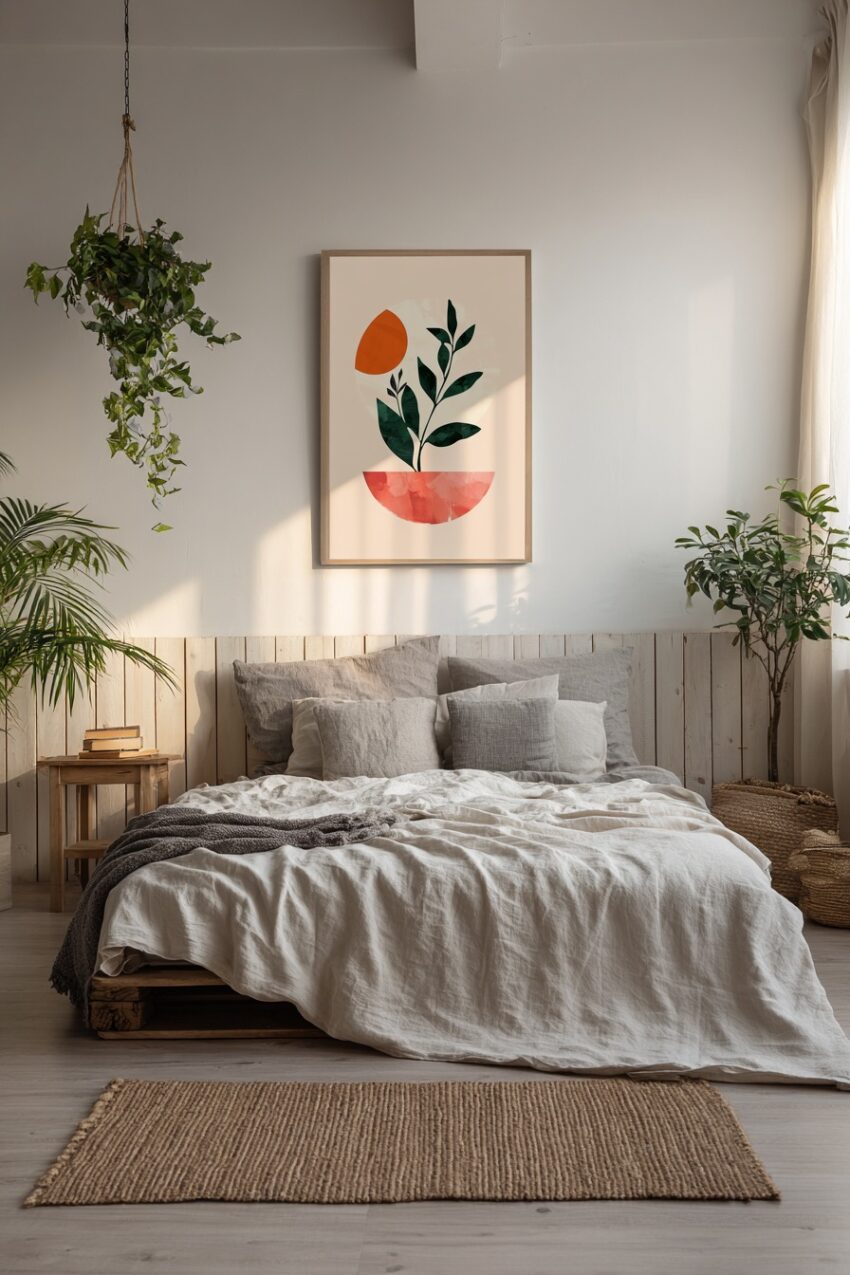 Illustration Poster Pflanze Sonne grün orange minimalistisch