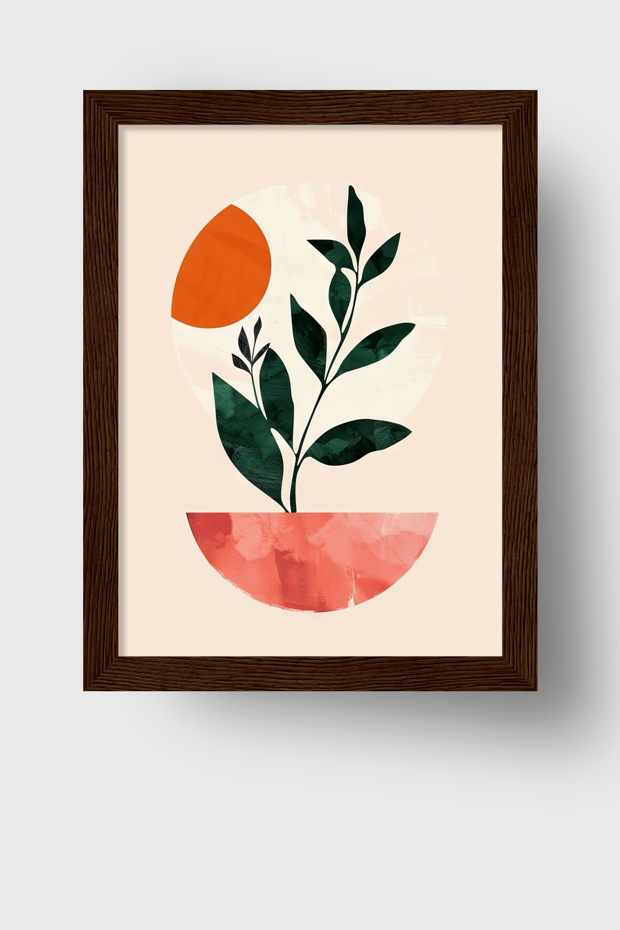 Illustration Poster Pflanze Sonne grün orange minimalistisch
