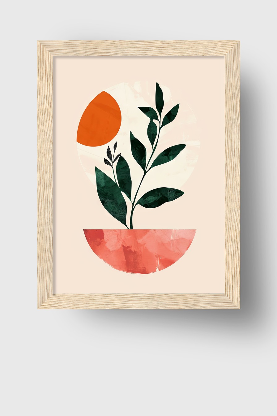Illustration Poster Pflanze Sonne grün orange minimalistisch