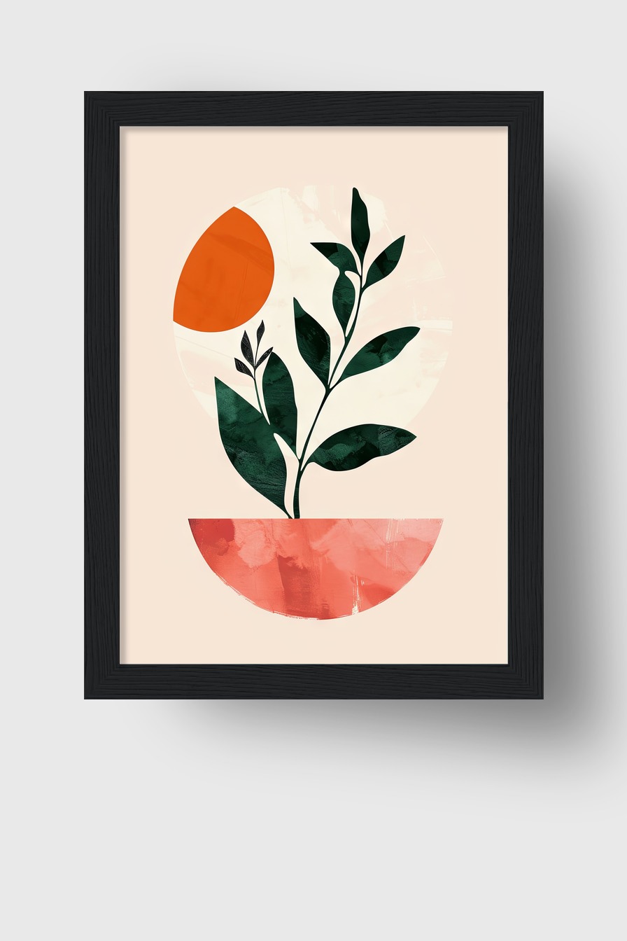 Illustration Poster Pflanze Sonne grün orange minimalistisch