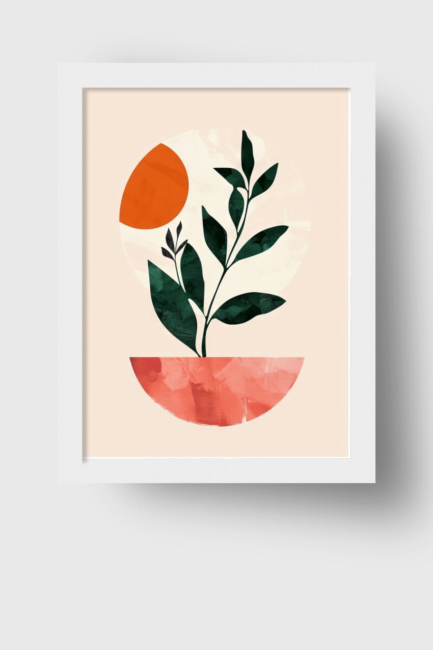 Illustration Poster Pflanze Sonne grün orange minimalistisch