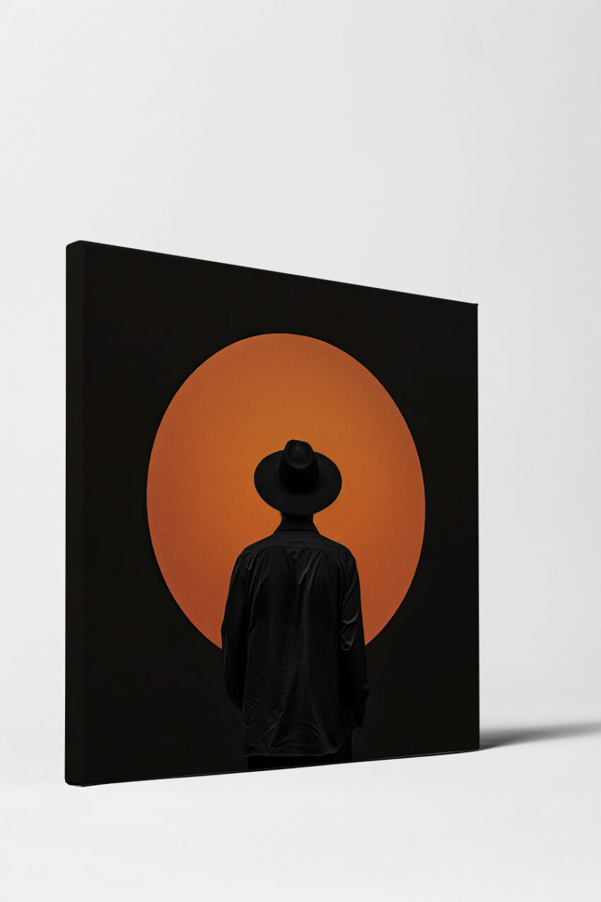 Fotografie Poster Mann Silhouette orange Kreis minimalistisch