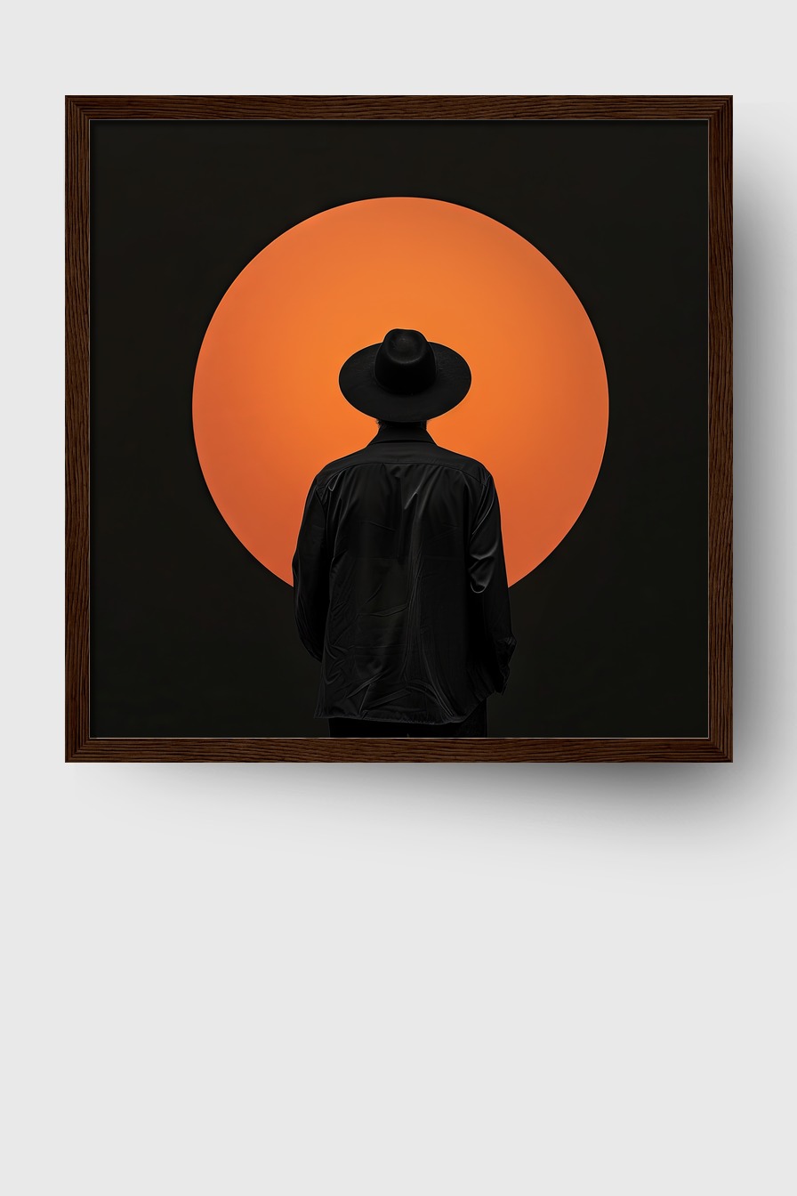 Fotografie Poster Mann Silhouette orange Kreis minimalistisch