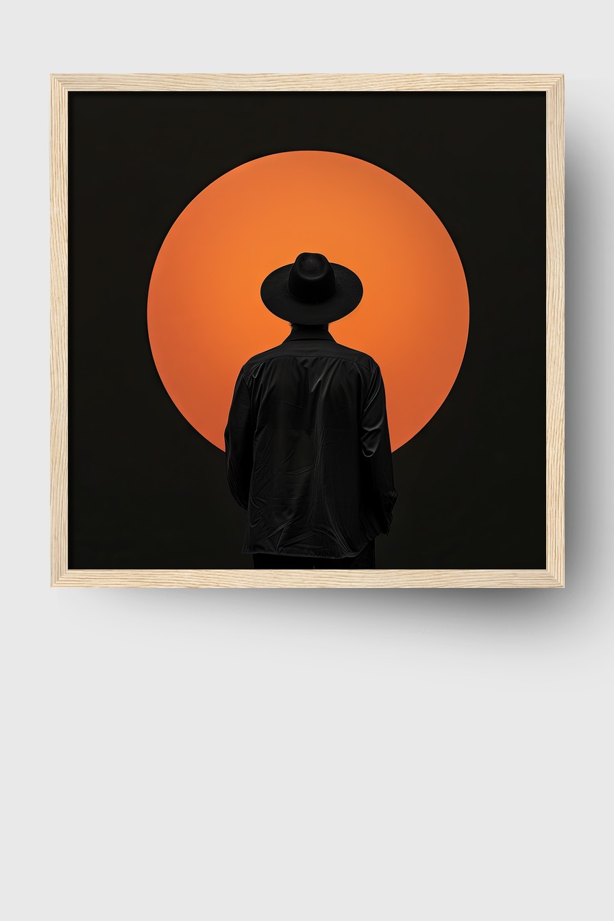 Fotografie Poster Mann Silhouette orange Kreis minimalistisch