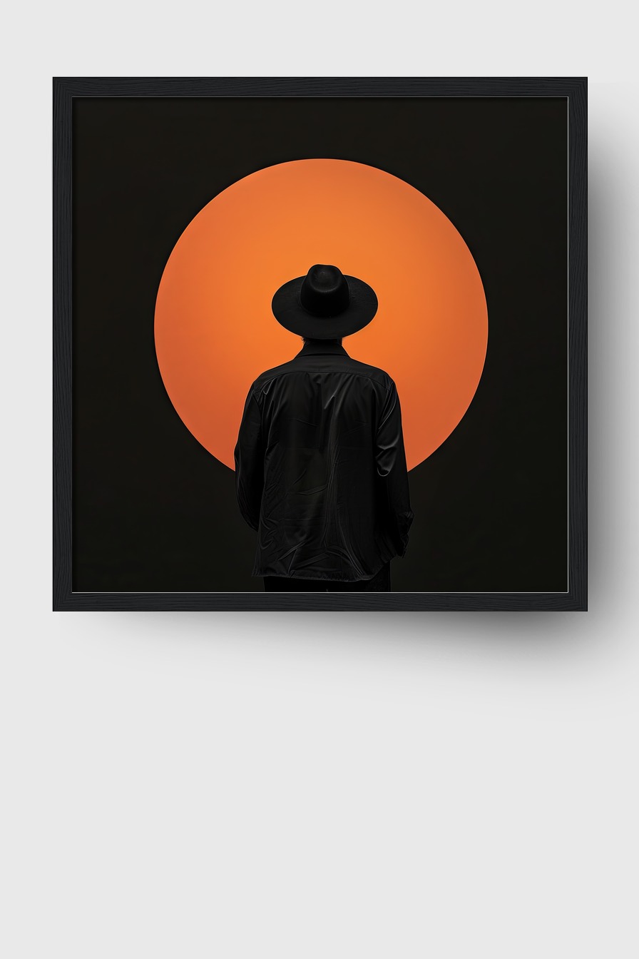 Fotografie Poster Mann Silhouette orange Kreis minimalistisch