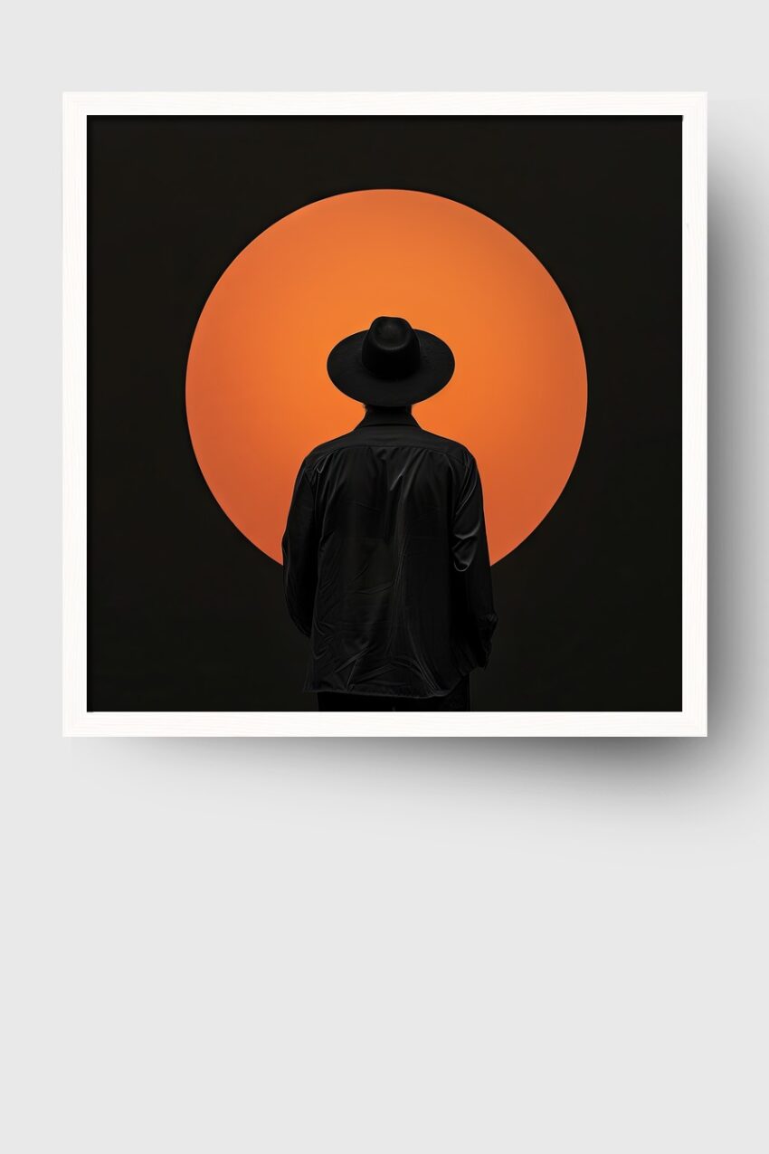 Fotografie Poster Mann Silhouette orange Kreis minimalistisch