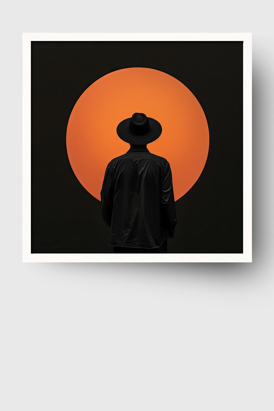Fotografie Poster Mann Silhouette orange Kreis minimalistisch