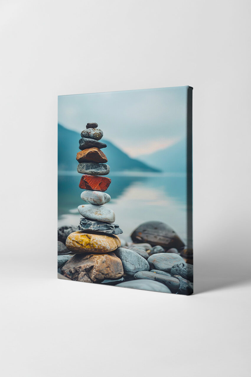 Fotografie Poster Steinturm Natur See ruhig