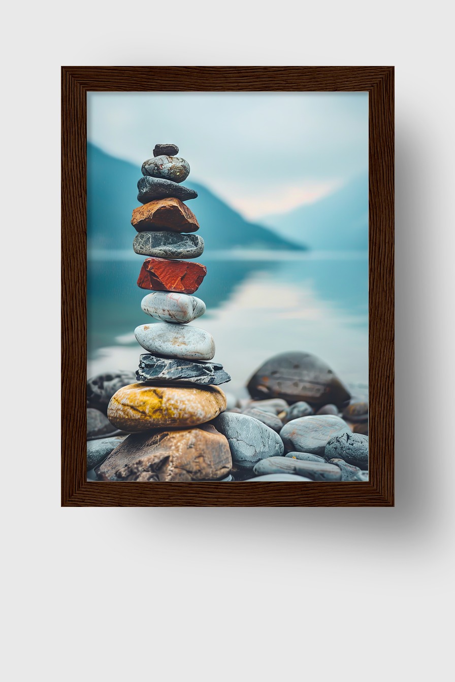 Fotografie Poster Steinturm Natur See ruhig