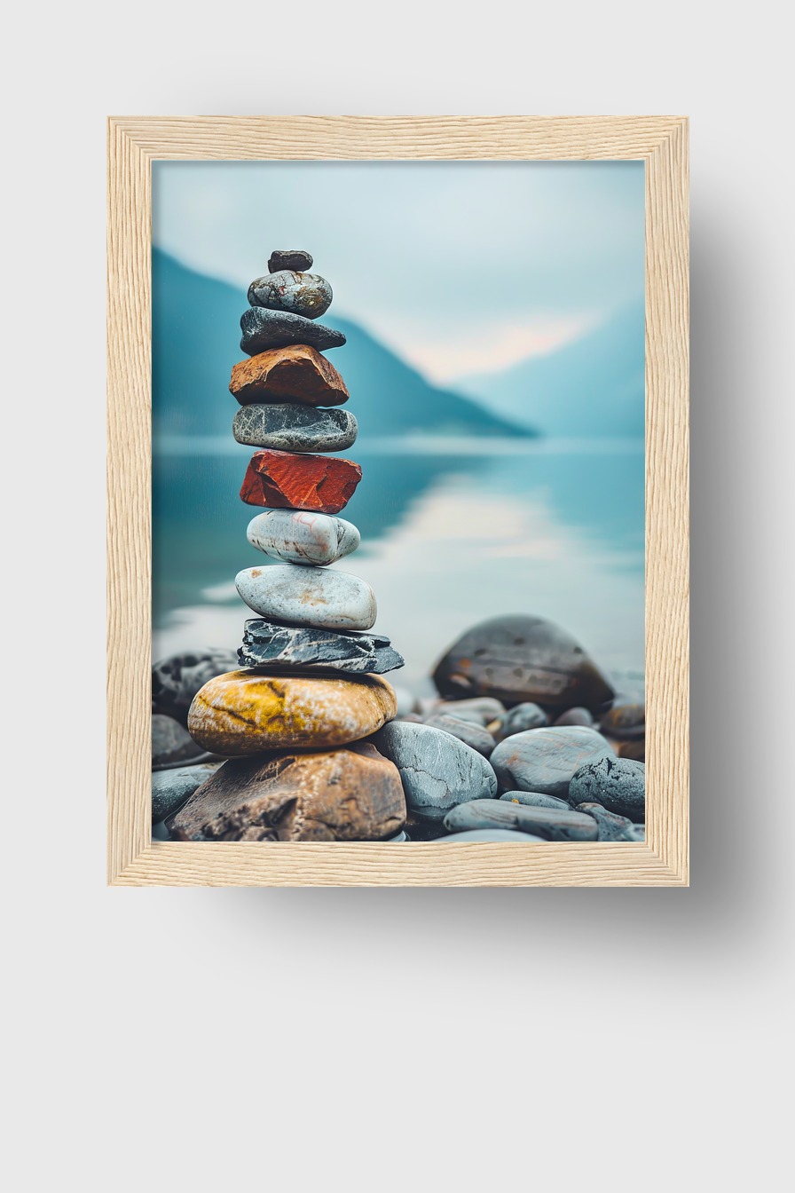 Fotografie Poster Steinturm Natur See ruhig