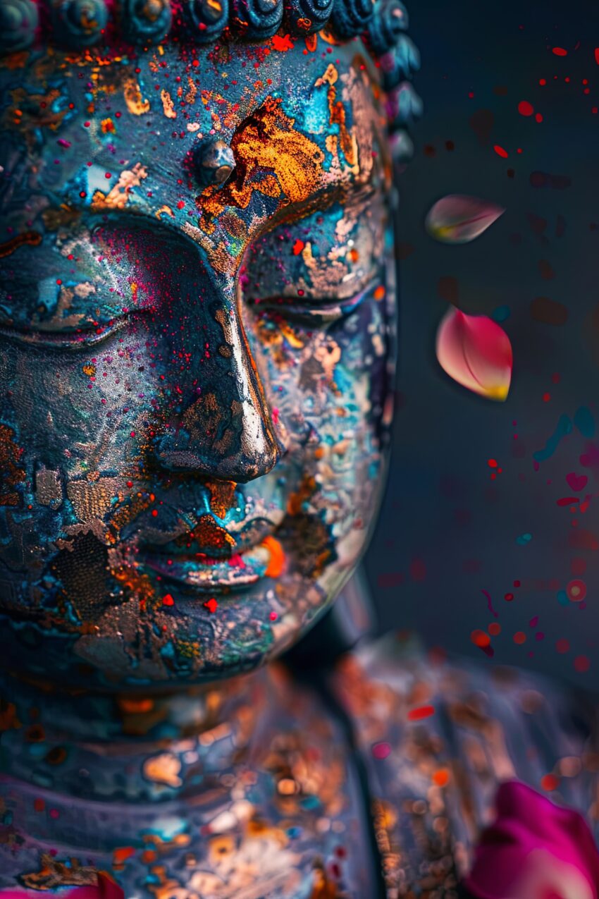 Digitale Kunst Poster Buddha Patina farbig rostig