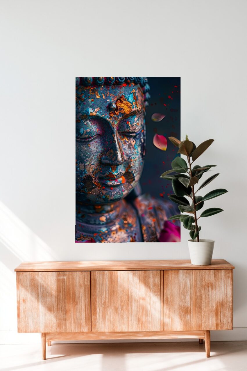 Digitale Kunst Poster Buddha Patina farbig rostig