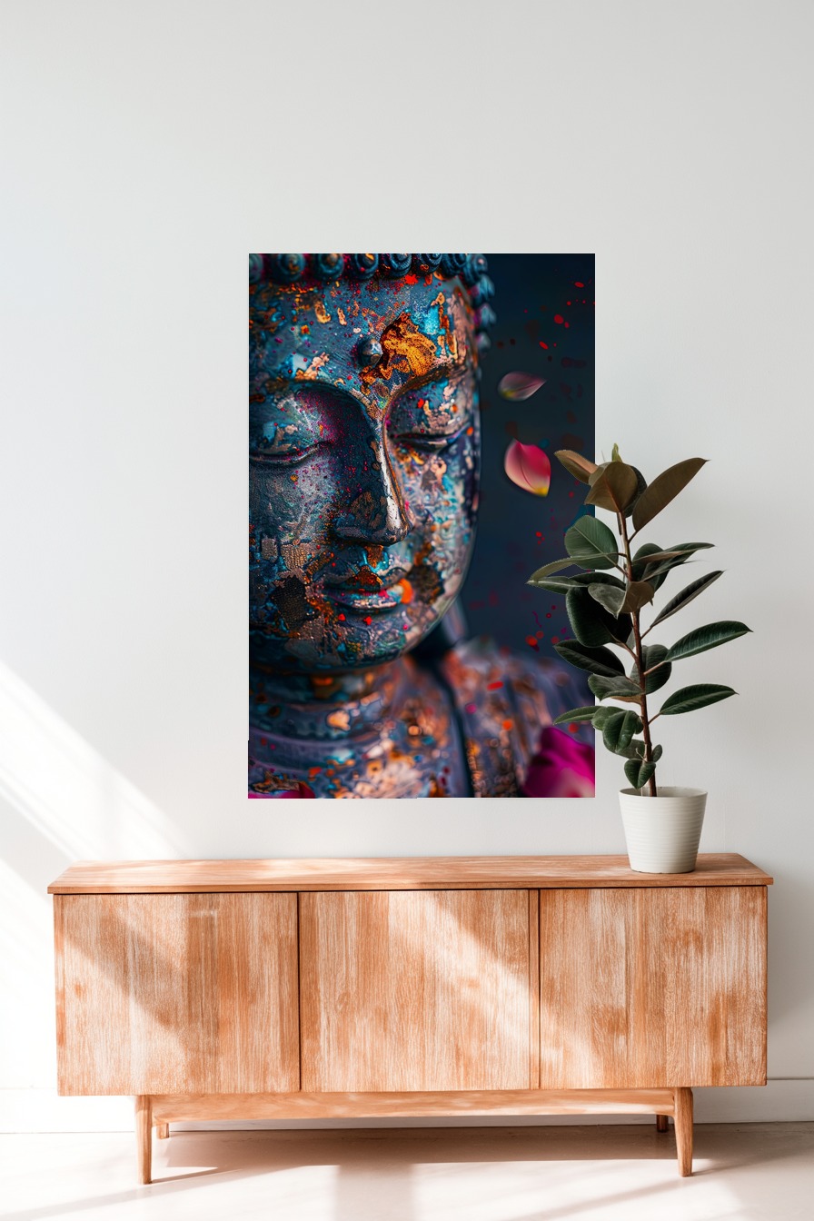 Digitale Kunst Poster Buddha Patina farbig rostig