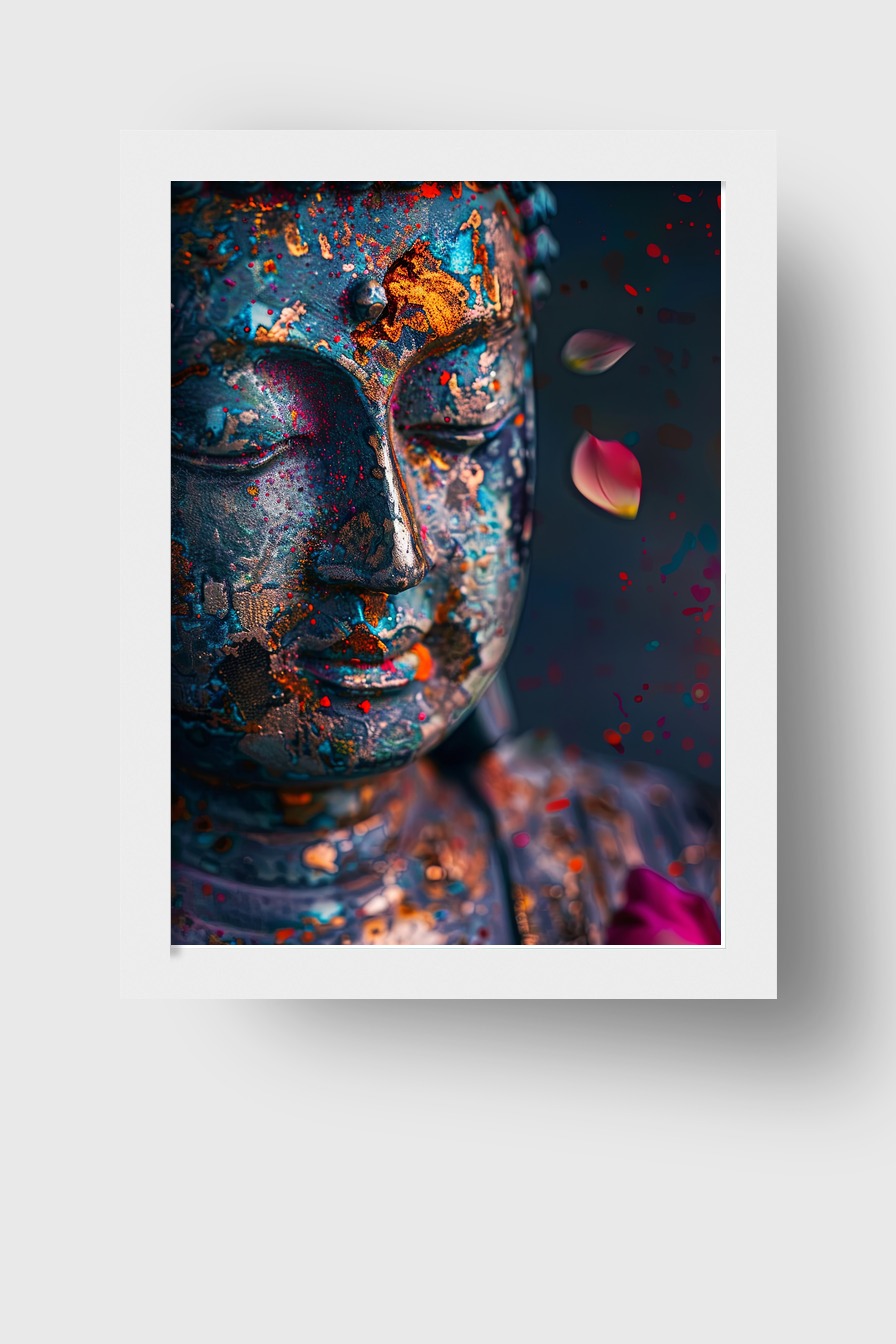 Digitale Kunst Poster Buddha Patina farbig rostig