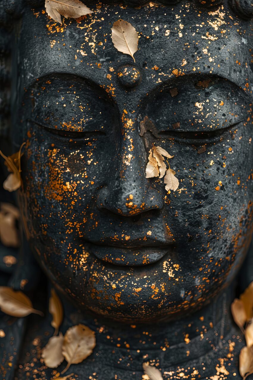 Fotografie Poster Buddha Blattgold verwittert dunkel