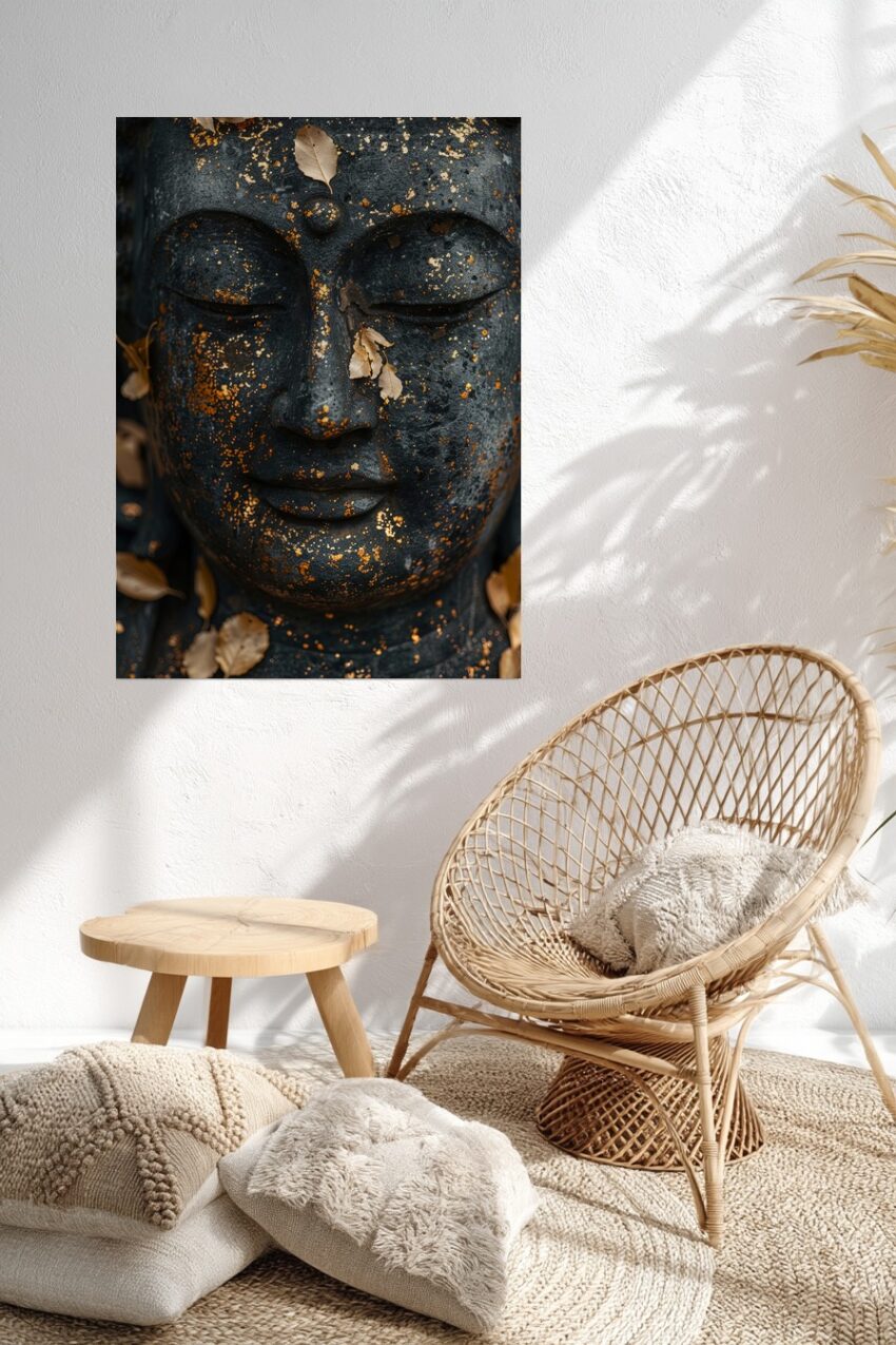Fotografie Poster Buddha Blattgold verwittert dunkel