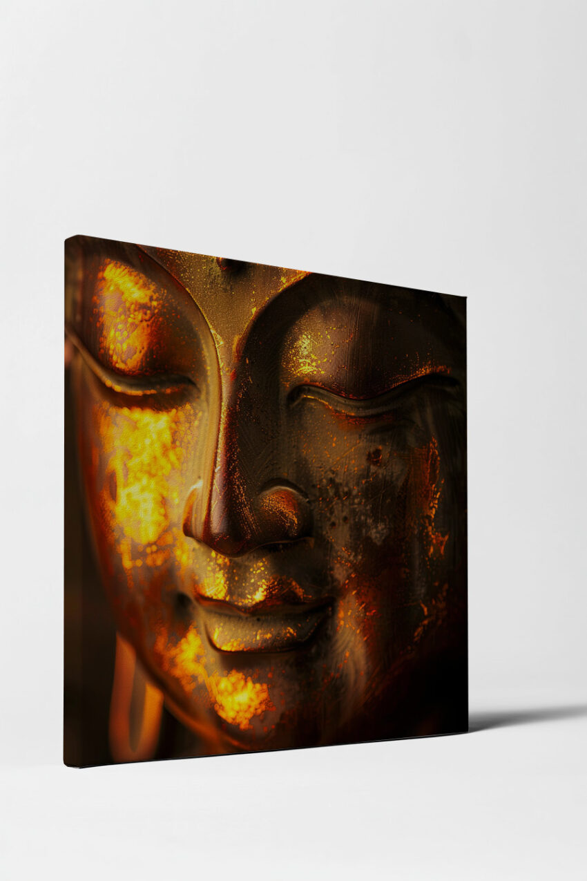 Fotografie Poster Buddha goldschein bronze meditativ