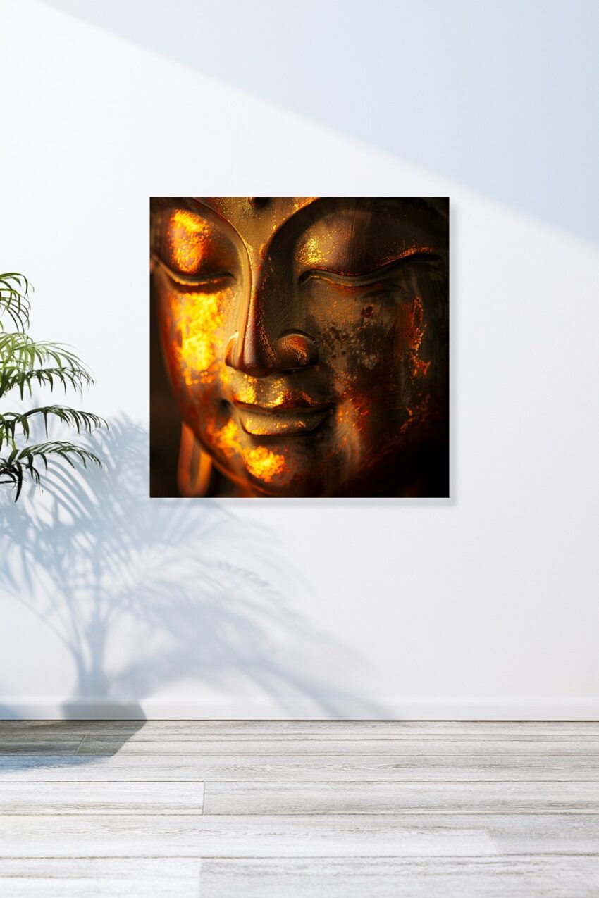 Fotografie Poster Buddha goldschein bronze meditativ