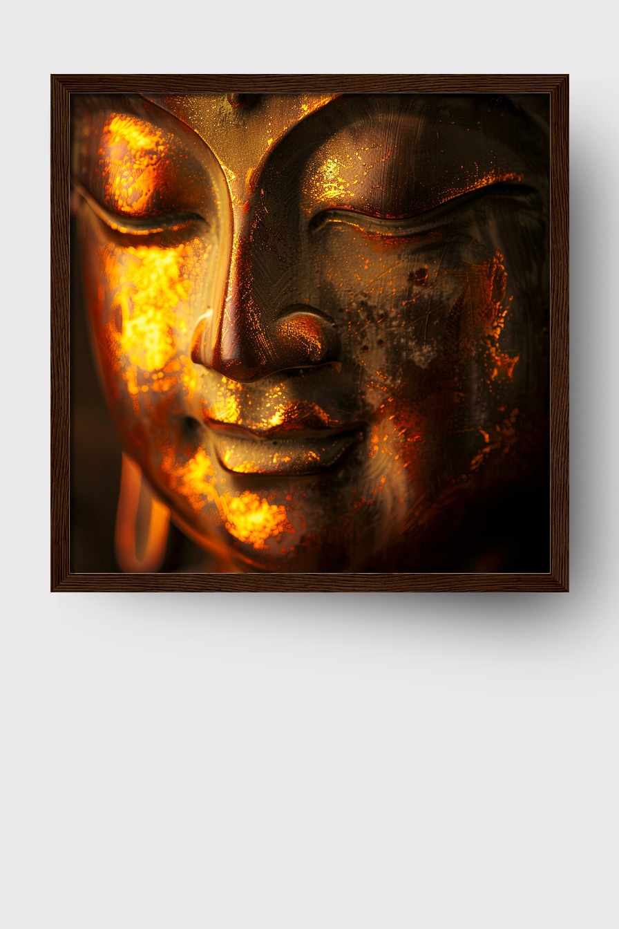 Fotografie Poster Buddha goldschein bronze meditativ