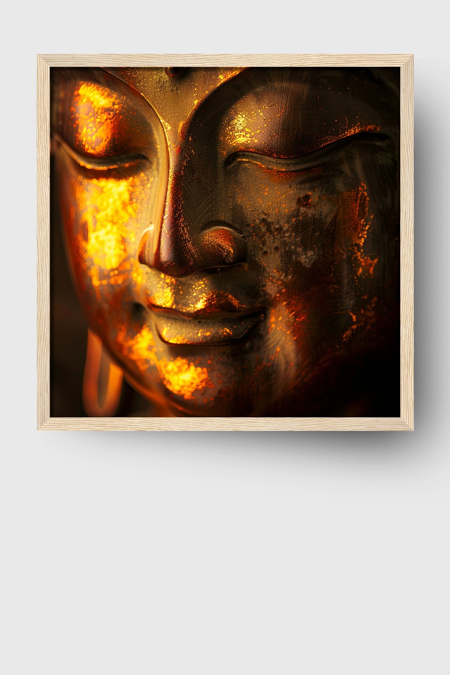 Fotografie Poster Buddha goldschein bronze meditativ