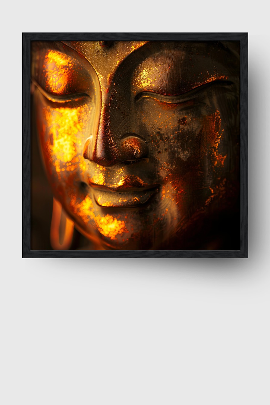 Fotografie Poster Buddha goldschein bronze meditativ