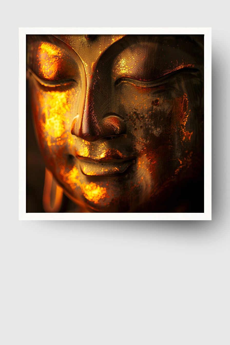 Fotografie Poster Buddha goldschein bronze meditativ