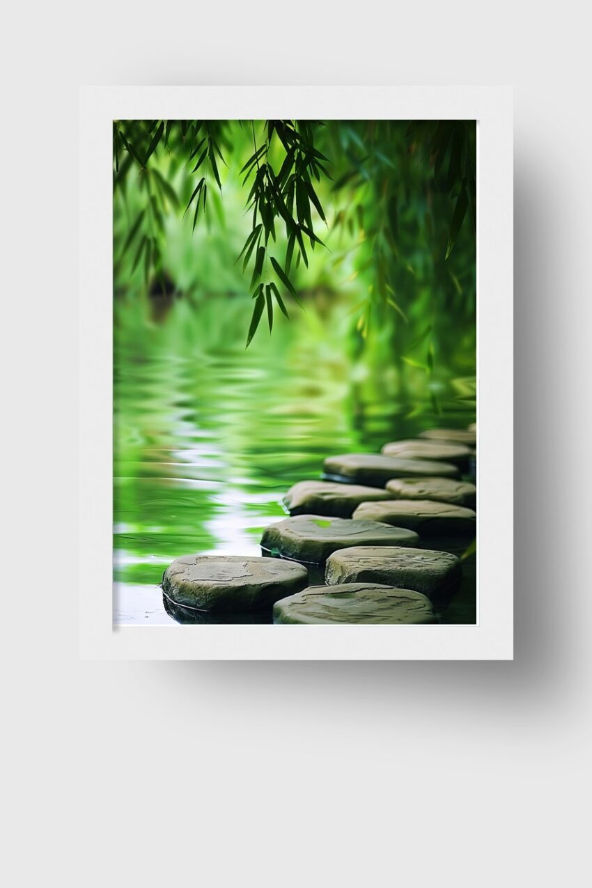 Fotografie Poster Tretsteine Bambus grün ruhig