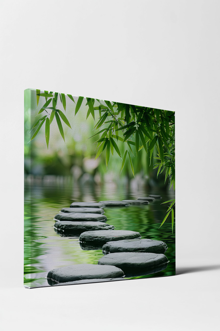 Fotografie Poster Steine Wasser grün reflektierend